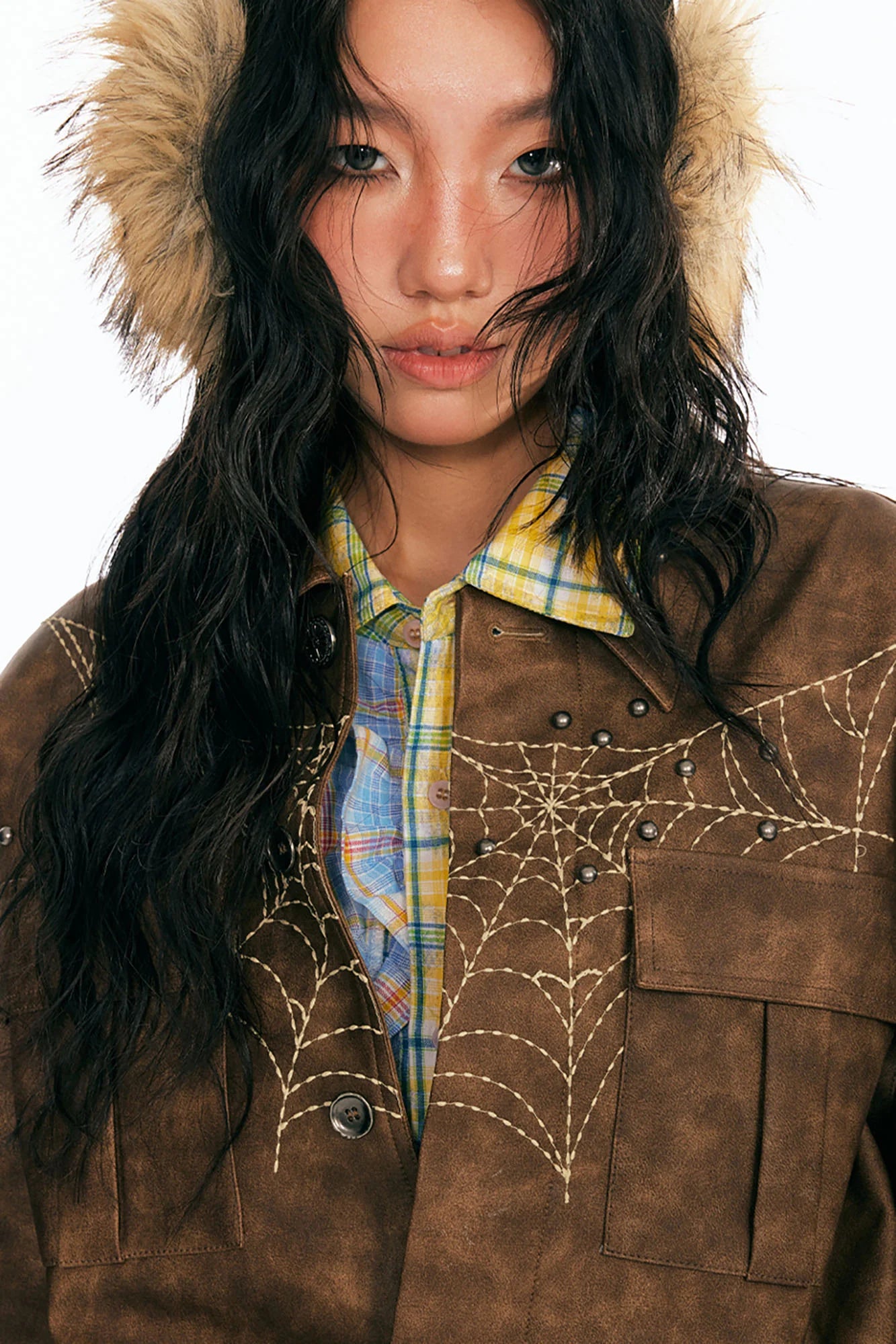 1997 POSTOFFICE Dreamcatcher Graphic Faux Leather Jacket