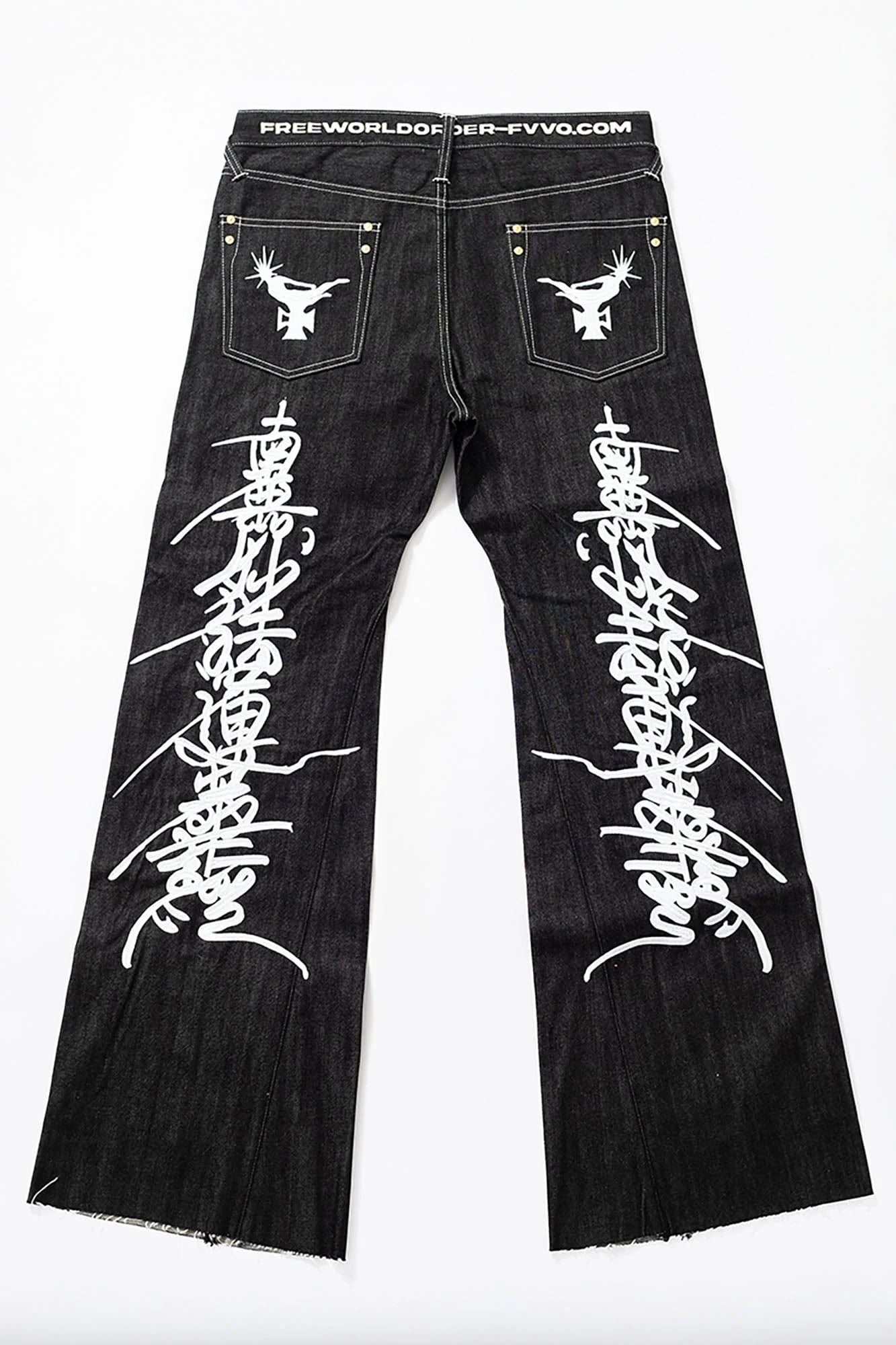 FVVO Selvedge Embroidered Double-Knee Raw Denim Pants