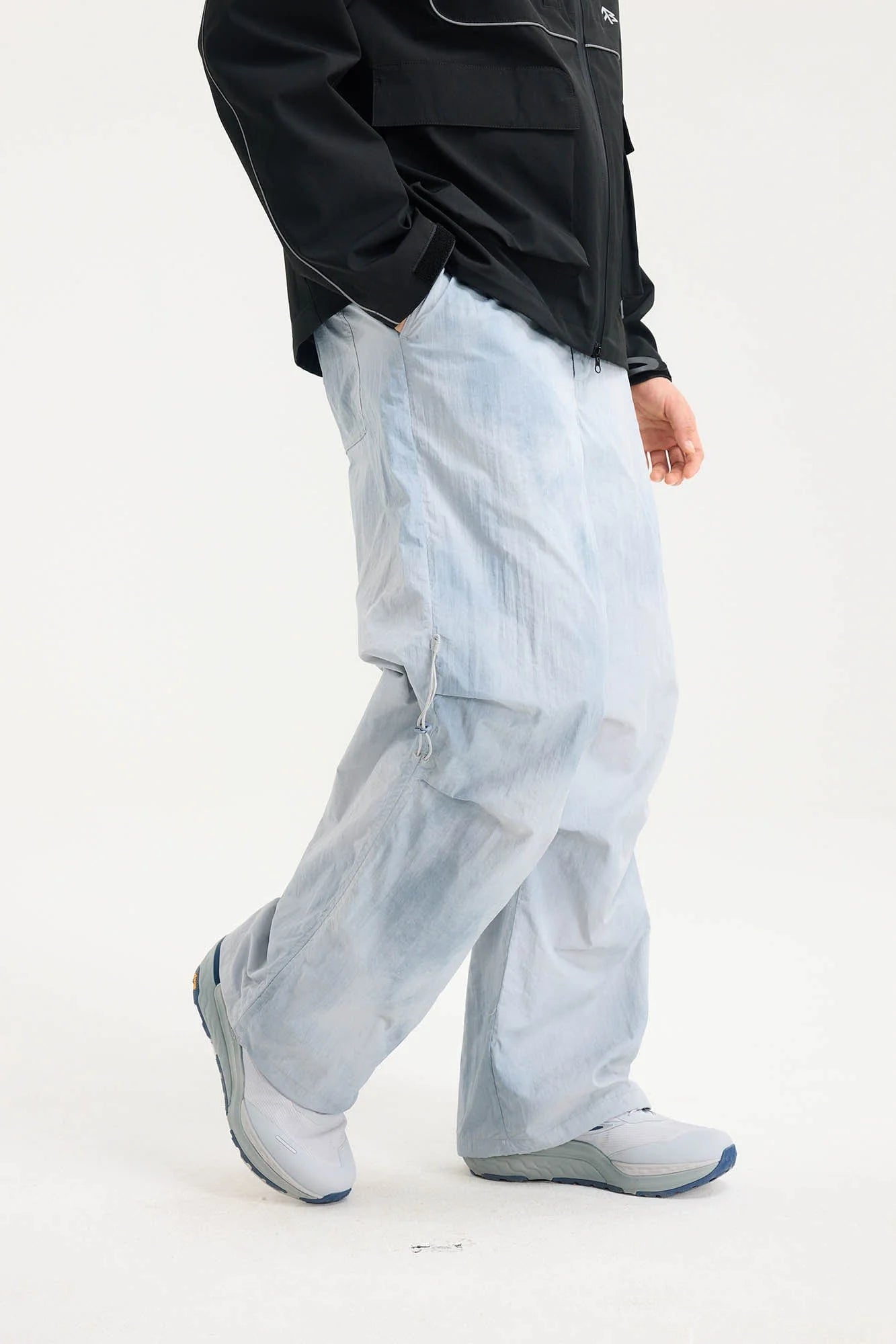 BONELESS Tie-Dye Crinkled Parachute Pants