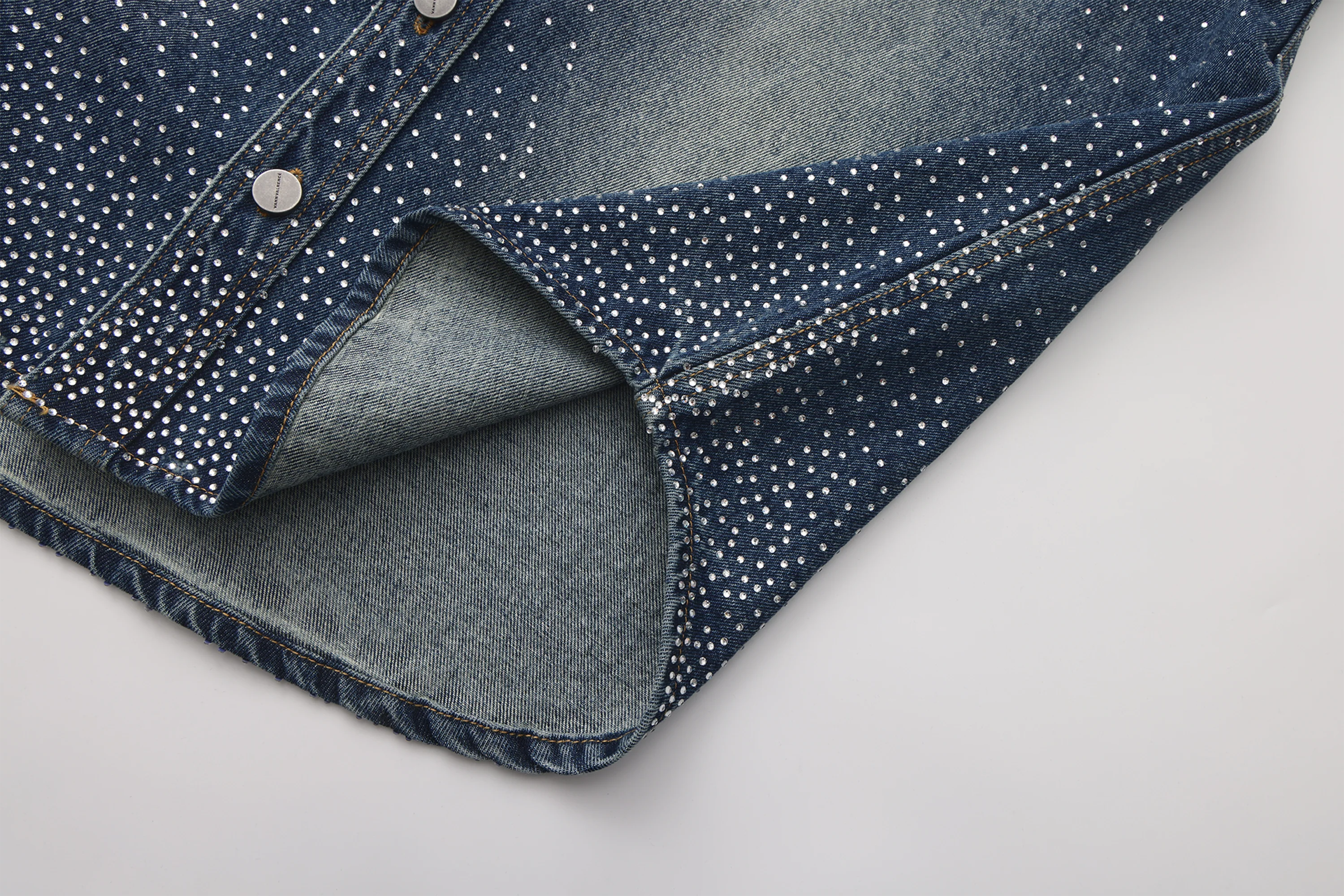 VANN VALRENCE Washed Diamond Denim Shirt Jacket