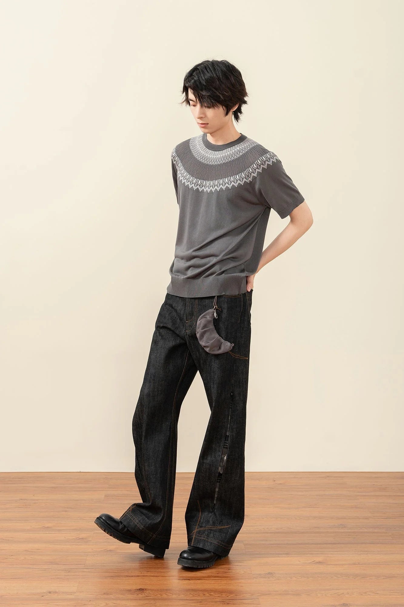 MOITIEDEPETALE Fair Isle Jacquard Tee