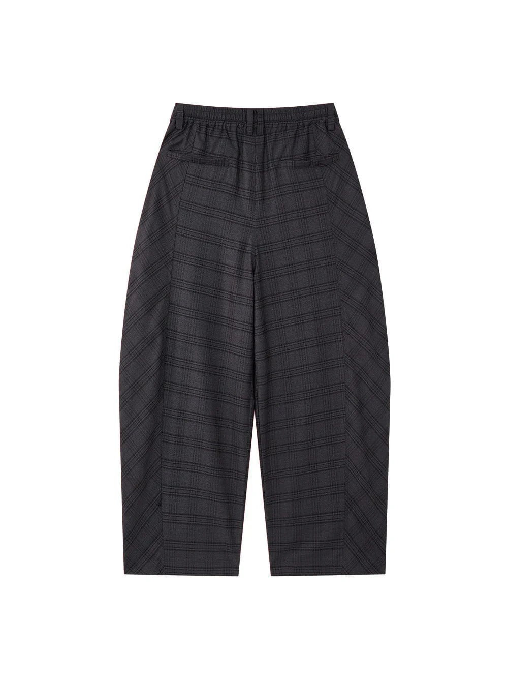 OPICLOTH Retro Paneled Plaid Drawstring Oversized Pants
