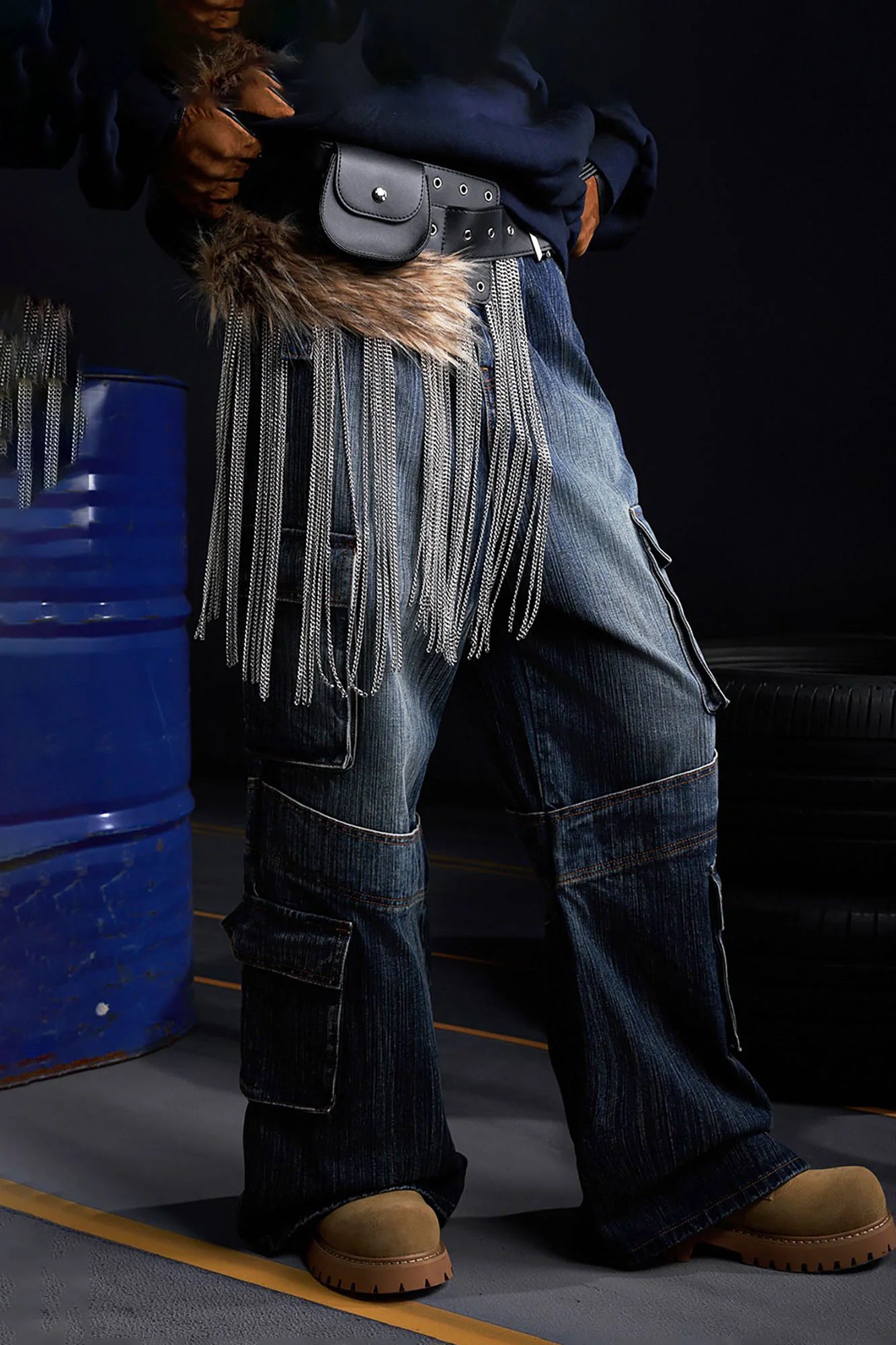 RECOVER ZONE Multi-Pocket Wide-Leg Utility Jeans