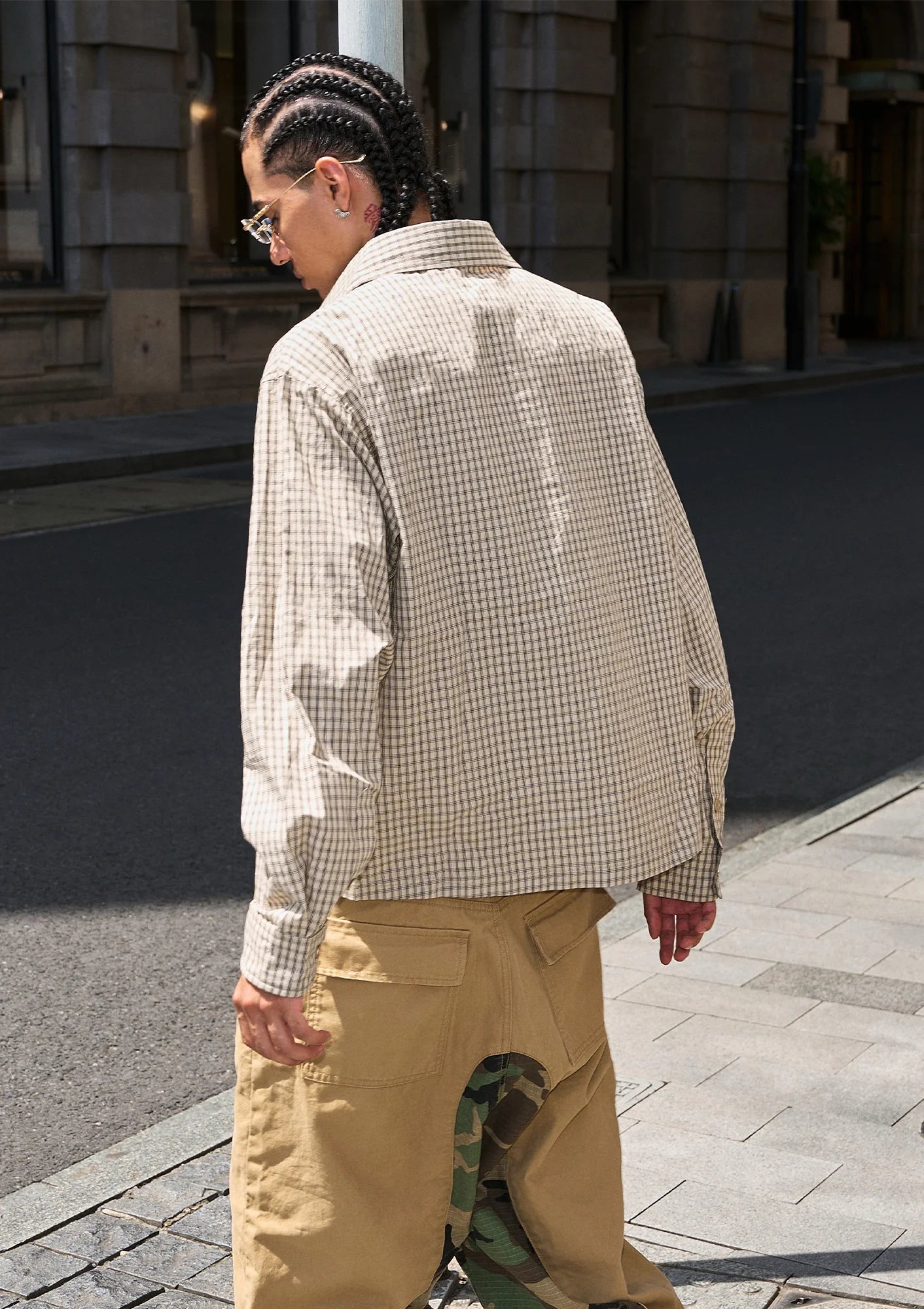STEEPC Gingham Contrast Patch Boxy Shirt
