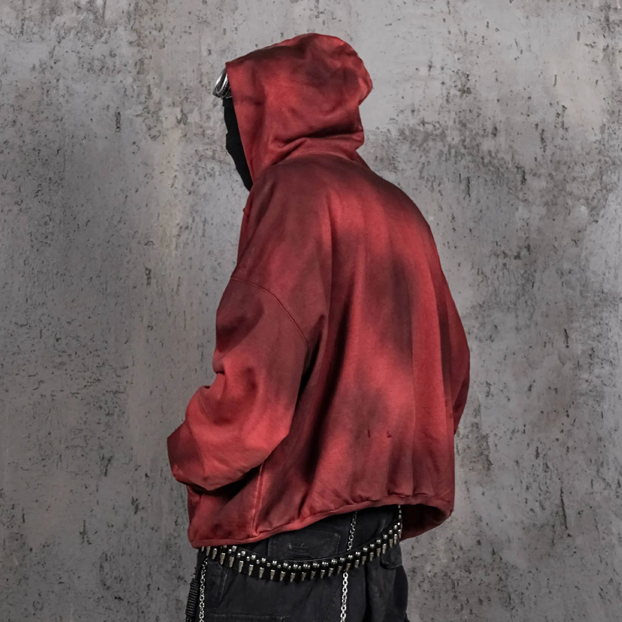 UNDERWATER Ashen Ember Distressed Elevated Hoodie Red