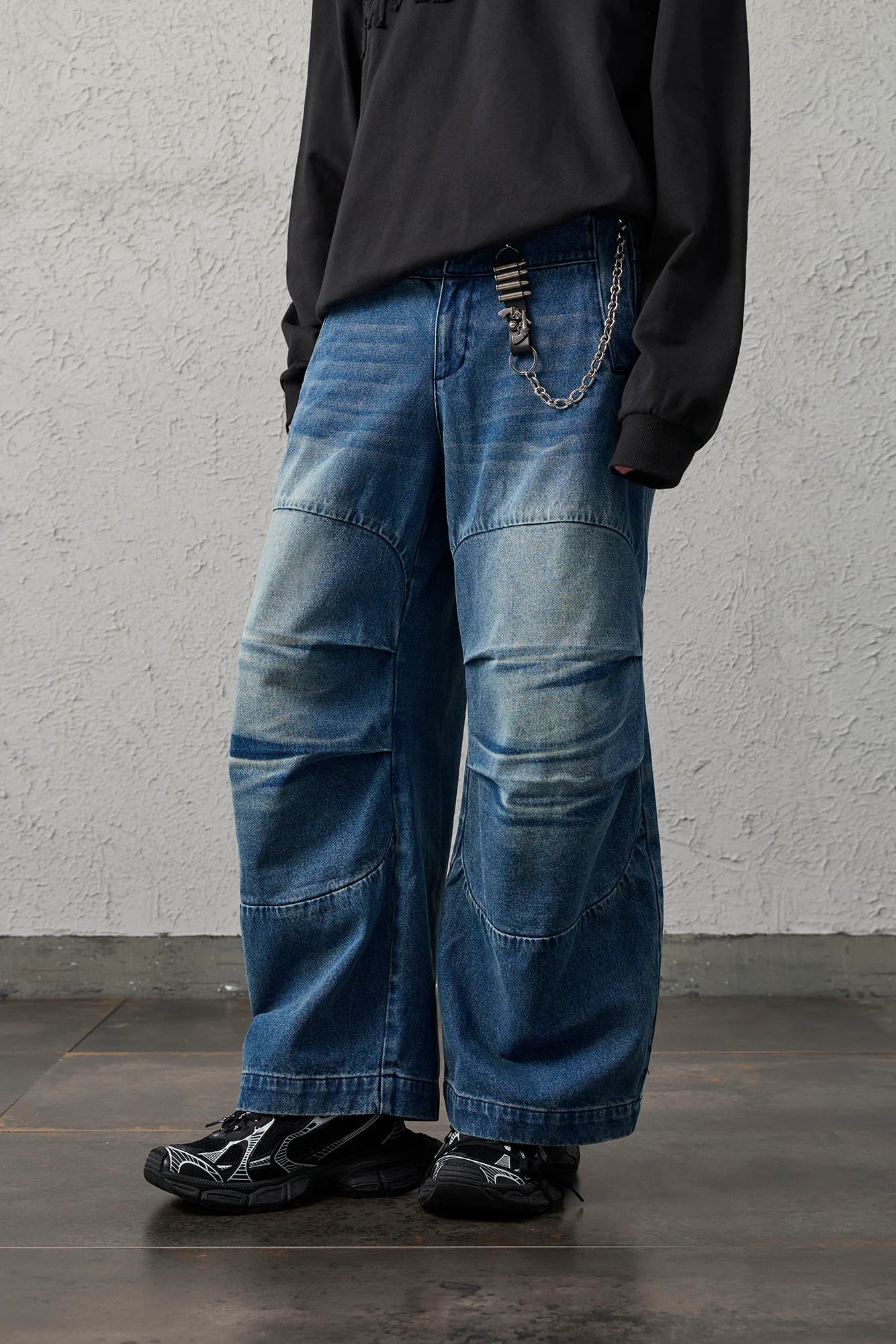 ORGANIC EMOTION Faded Wash Padded-Knee Jeans