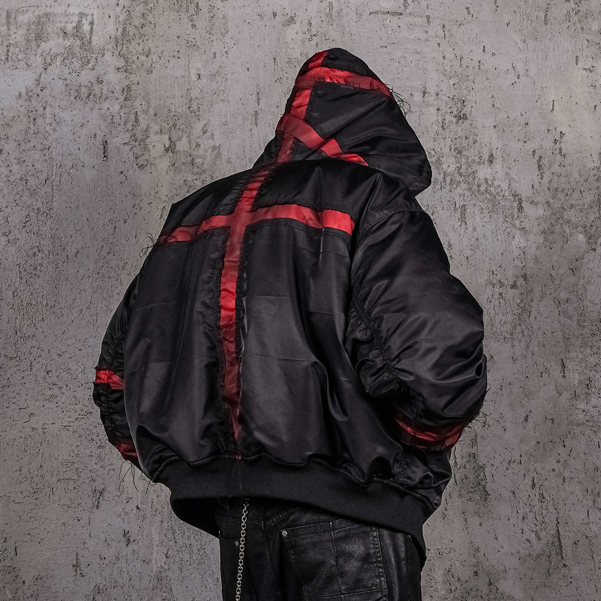 UNDERWATER Distressed Bondage MA-1 Jacket Red