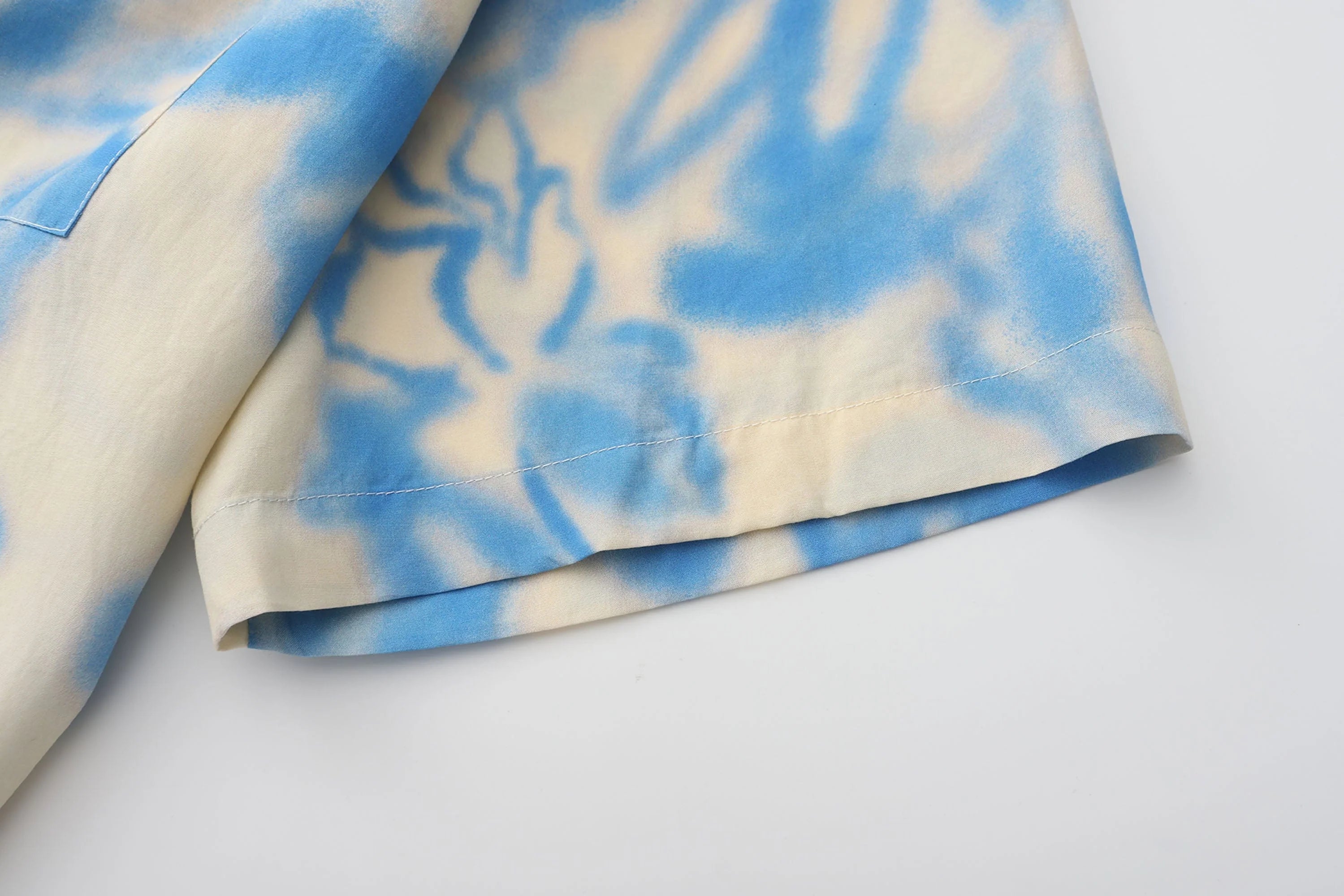 ORAL UTOPIA Airbrushed Floral Tencel Cuban Half Shirt