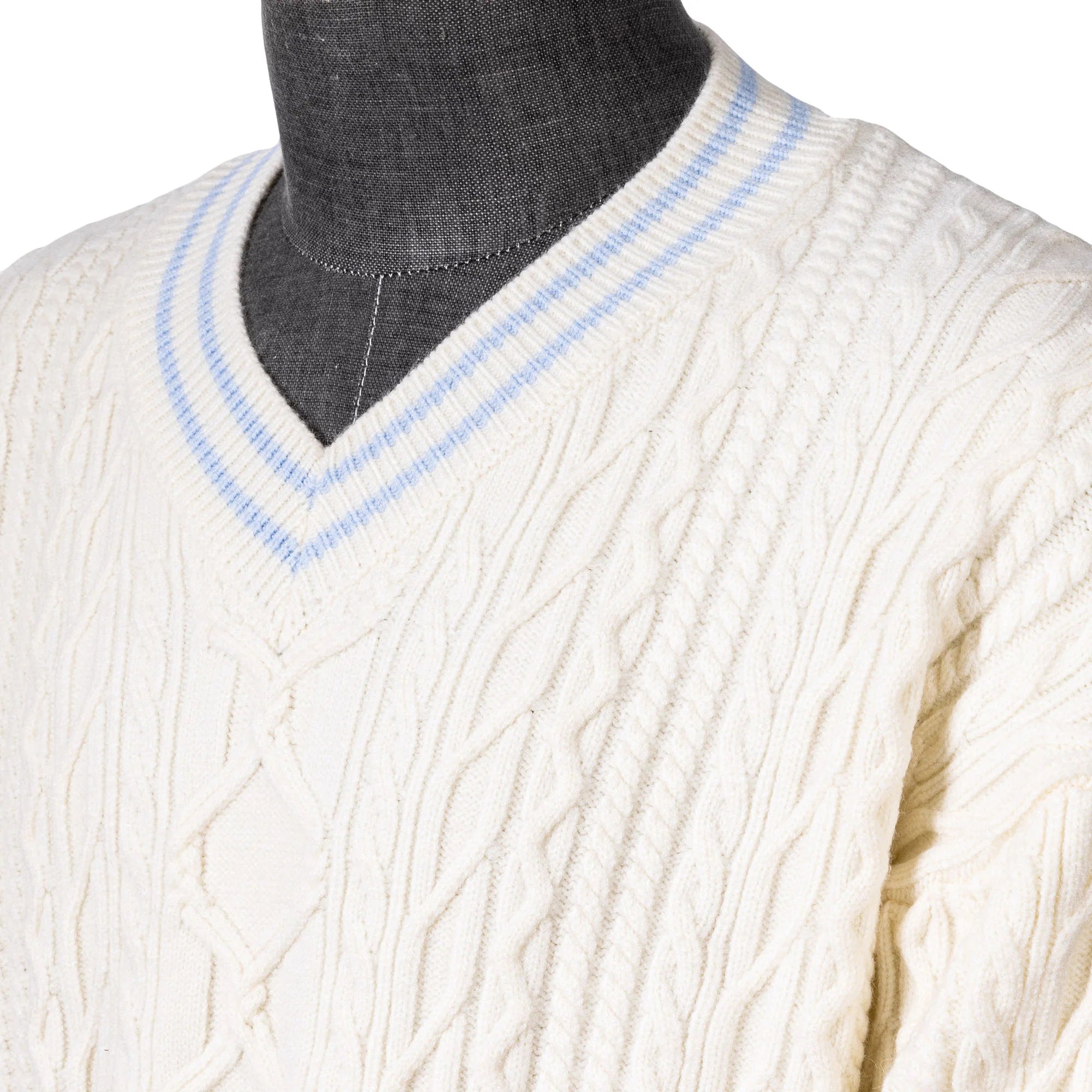 CATSSTAC Varsity V-Neck Cable-Knit Sweater