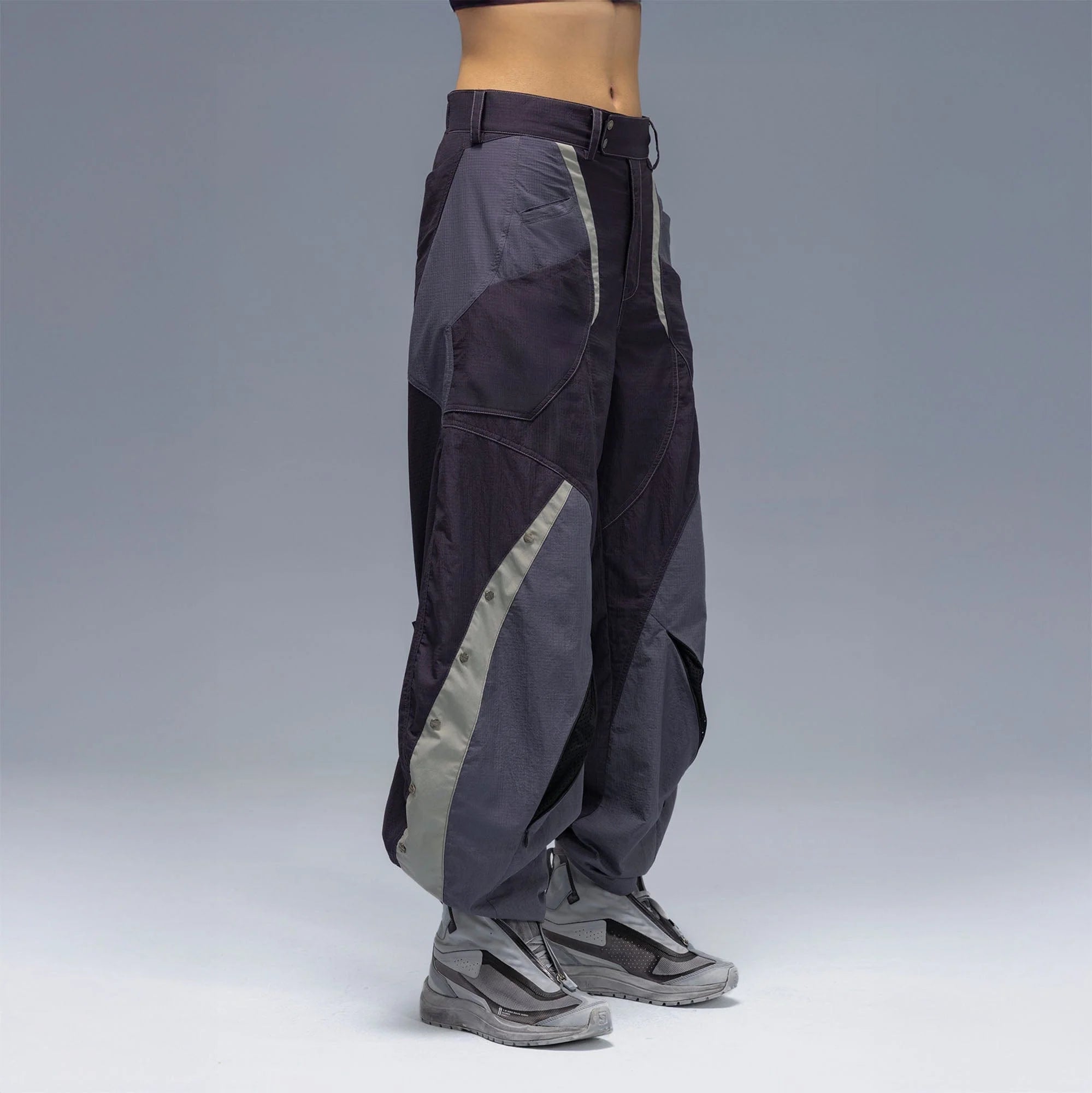 XIPHEVIL Deconstructed Contrast Panel Utility Curved Pants