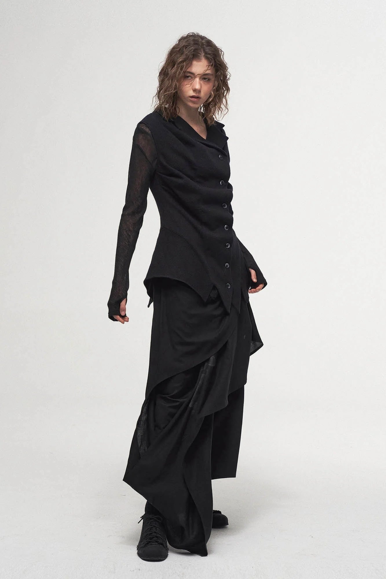 ILNya Nieternite Nifutur Asymmetrical Draped Layered Mulberry Silk Skirt