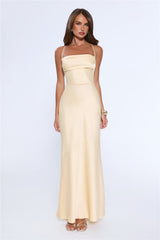 Evening Energy Satin Maxi Dress Yellow