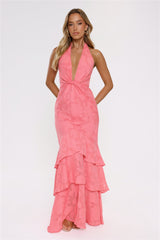 Take The Chance Halter Maxi Dress Coral
