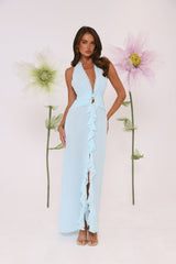 Sea Glass Nights Halter Maxi Dress Blue