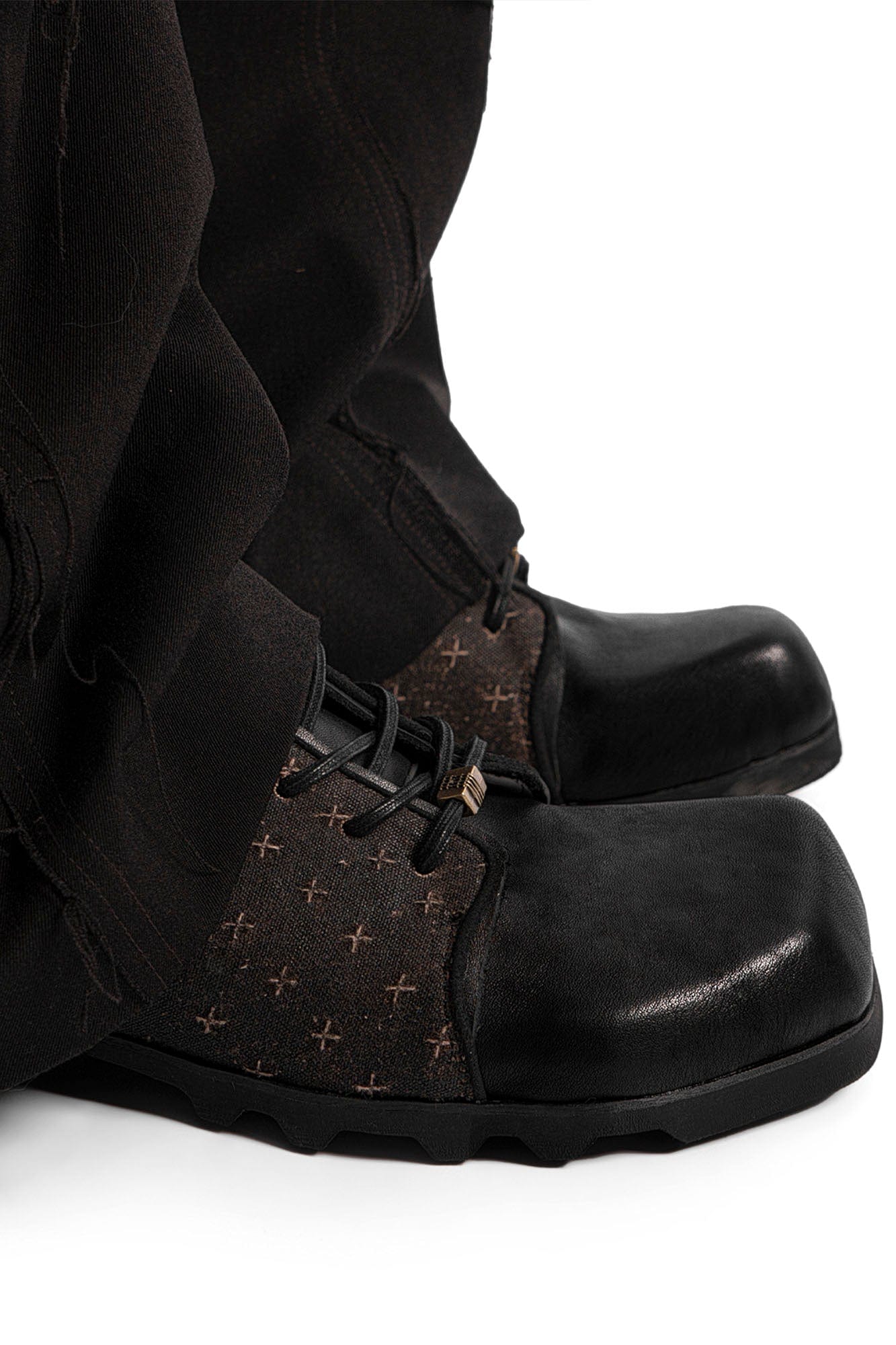 REWRITE Silk Panel Square-Toe Derby Shoes