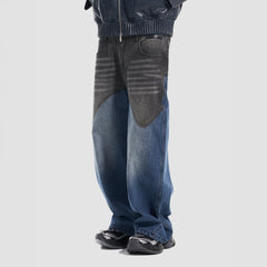 VANN VALRENCE Contrast Faded-Wash Paneled Jeans