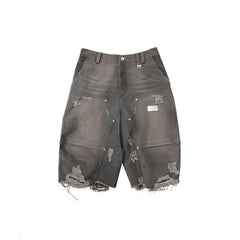 FACEONLAB Distressed Deconstructed Ripped Cargo Shorts