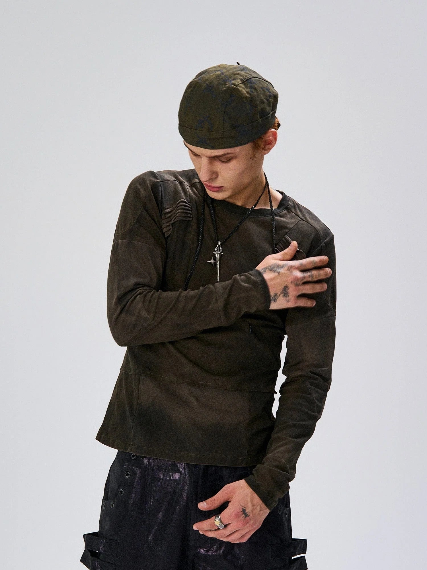 FLYERRER Washed Panelled Slim-Fit Long-Sleeve Tee