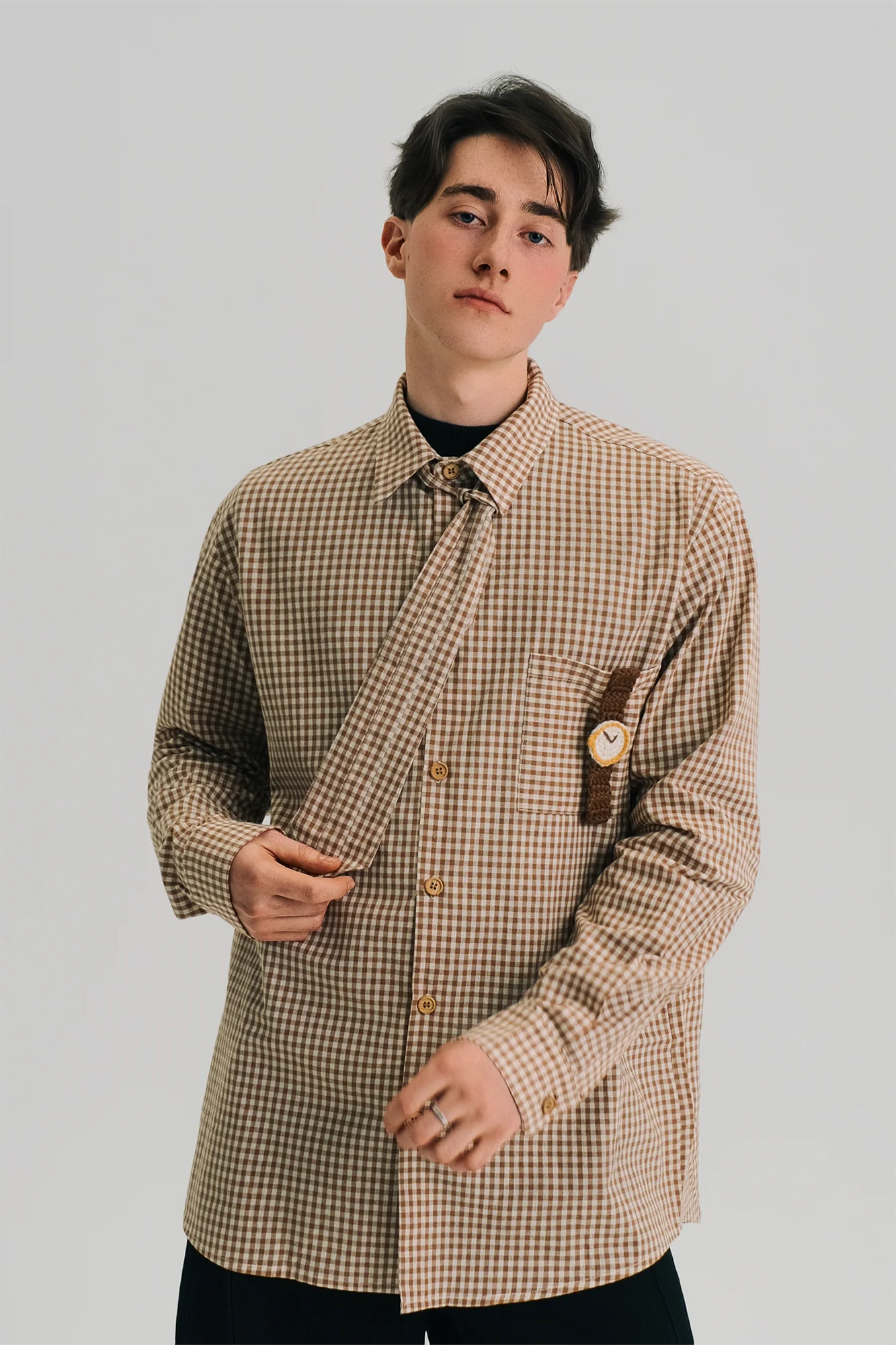 WIID Neck Tie Gingham Shirt