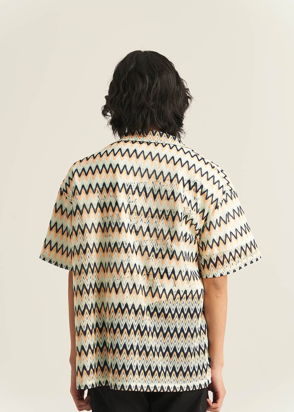 EPIC POETRY Geometric Ripple Knitted Half Shirt (Only Size M Left)