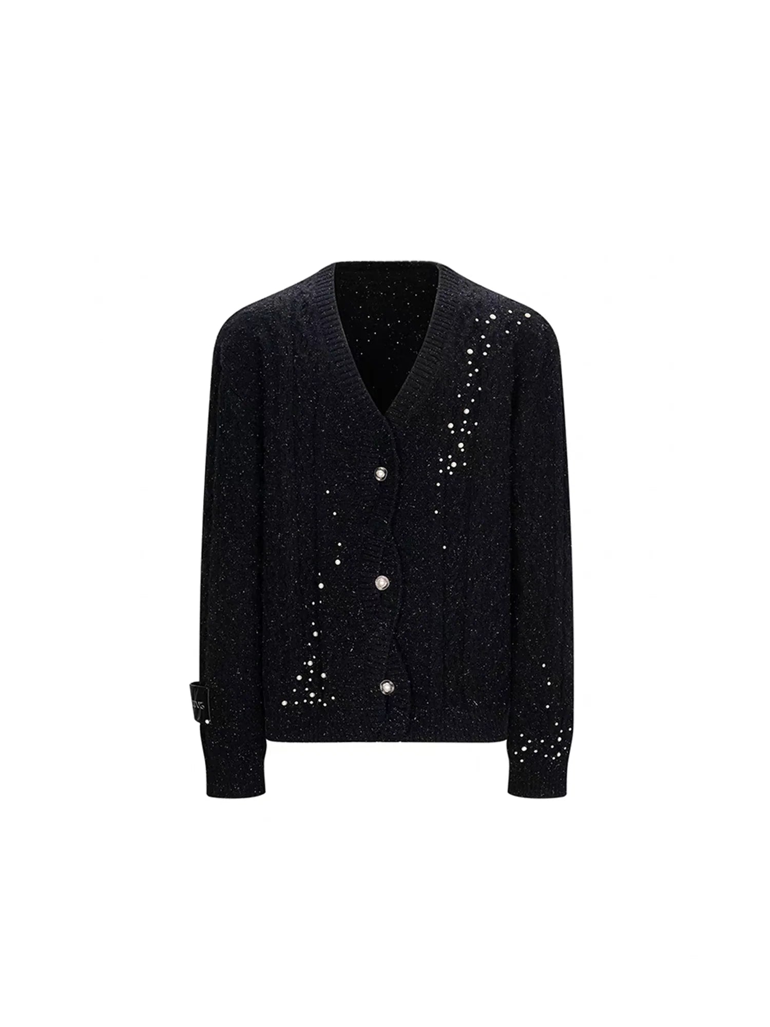 TIWILLTANG Pearl-Embellished Cable Knit Cardigan