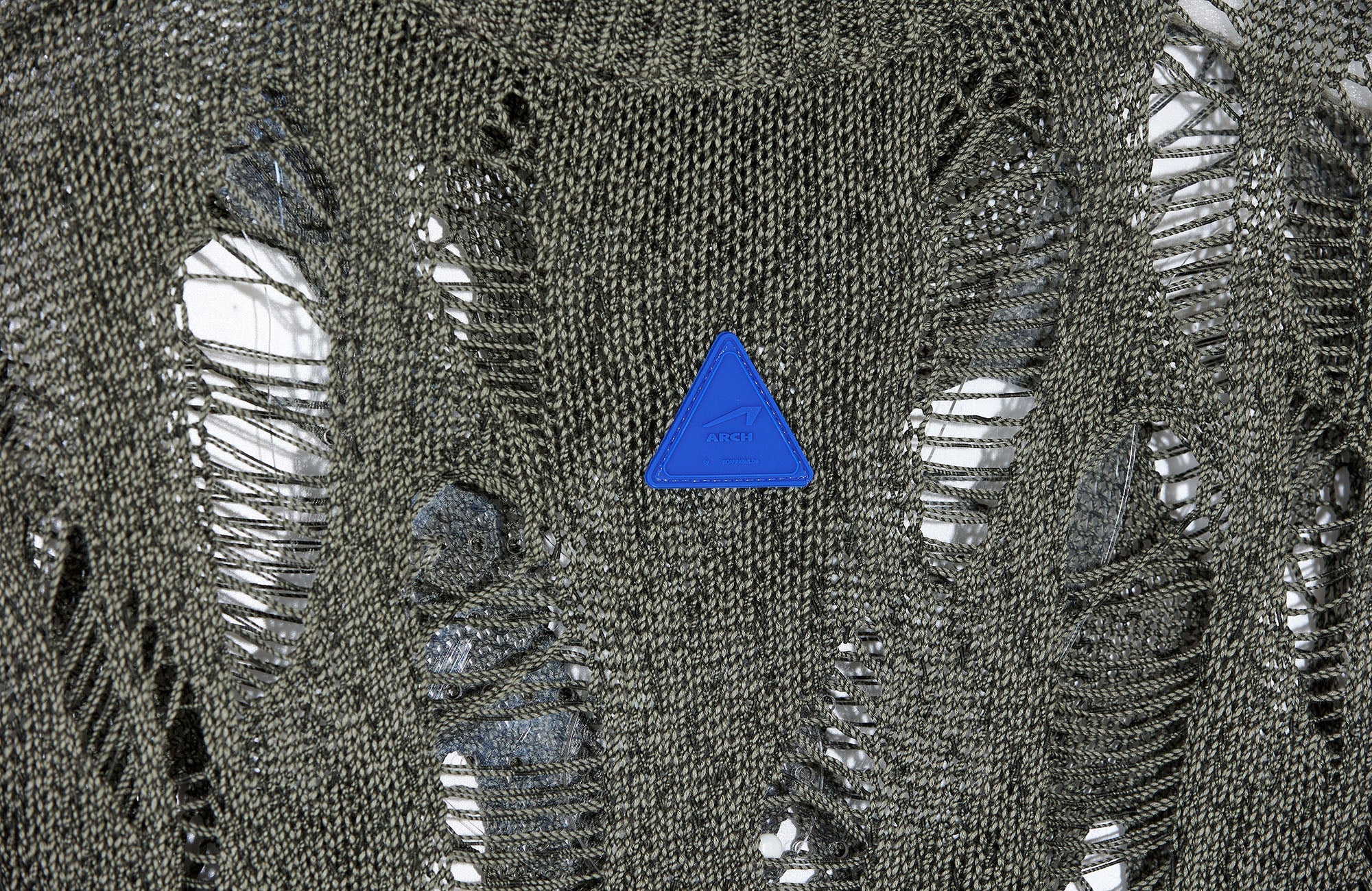 ROARINGWILD A ARCH Distressed Hollowed-Knit Sweater