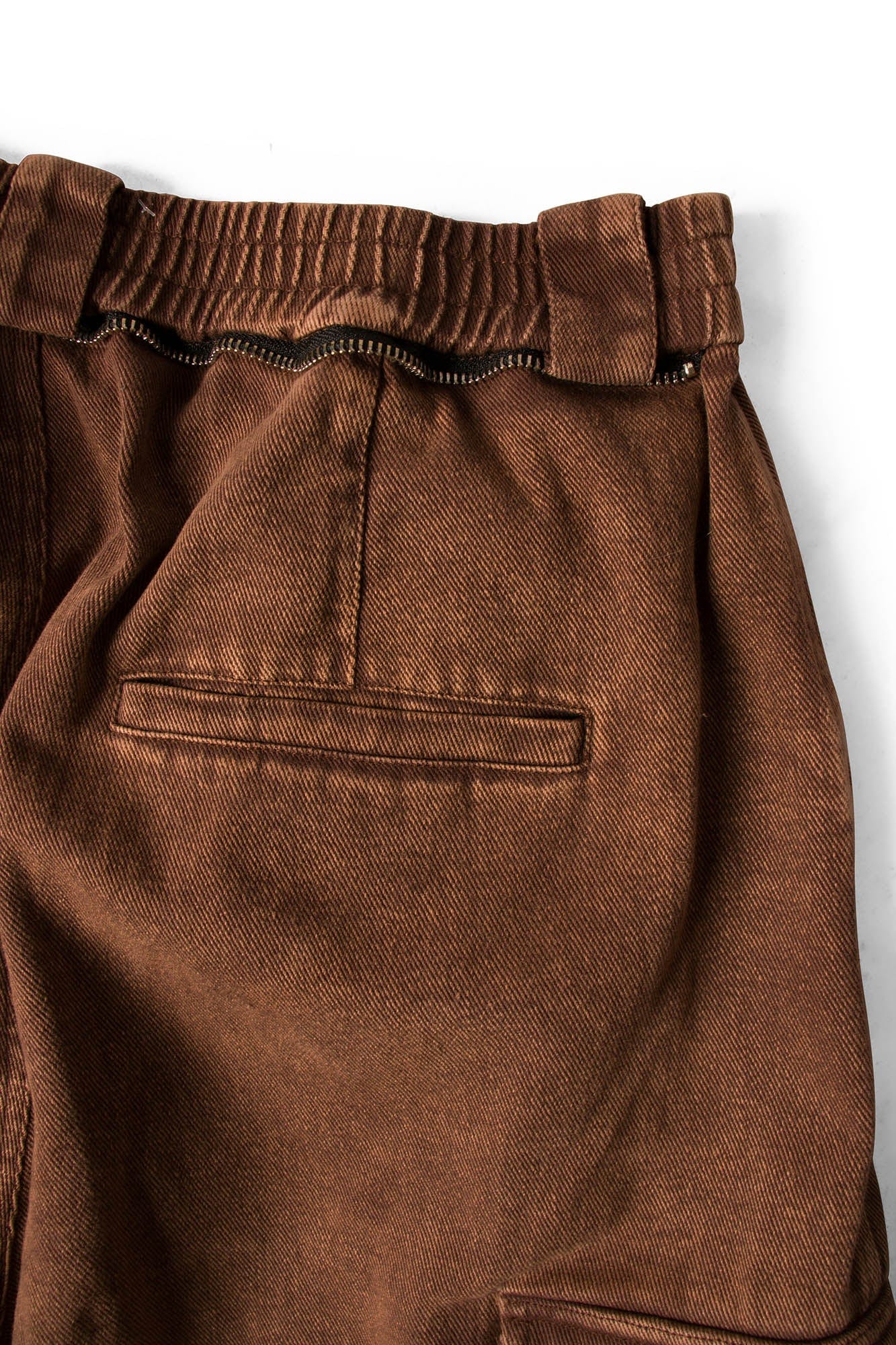 RELABEL Detachable Scarf Washed Multi-Pocket Wide-Leg Shorts Brown