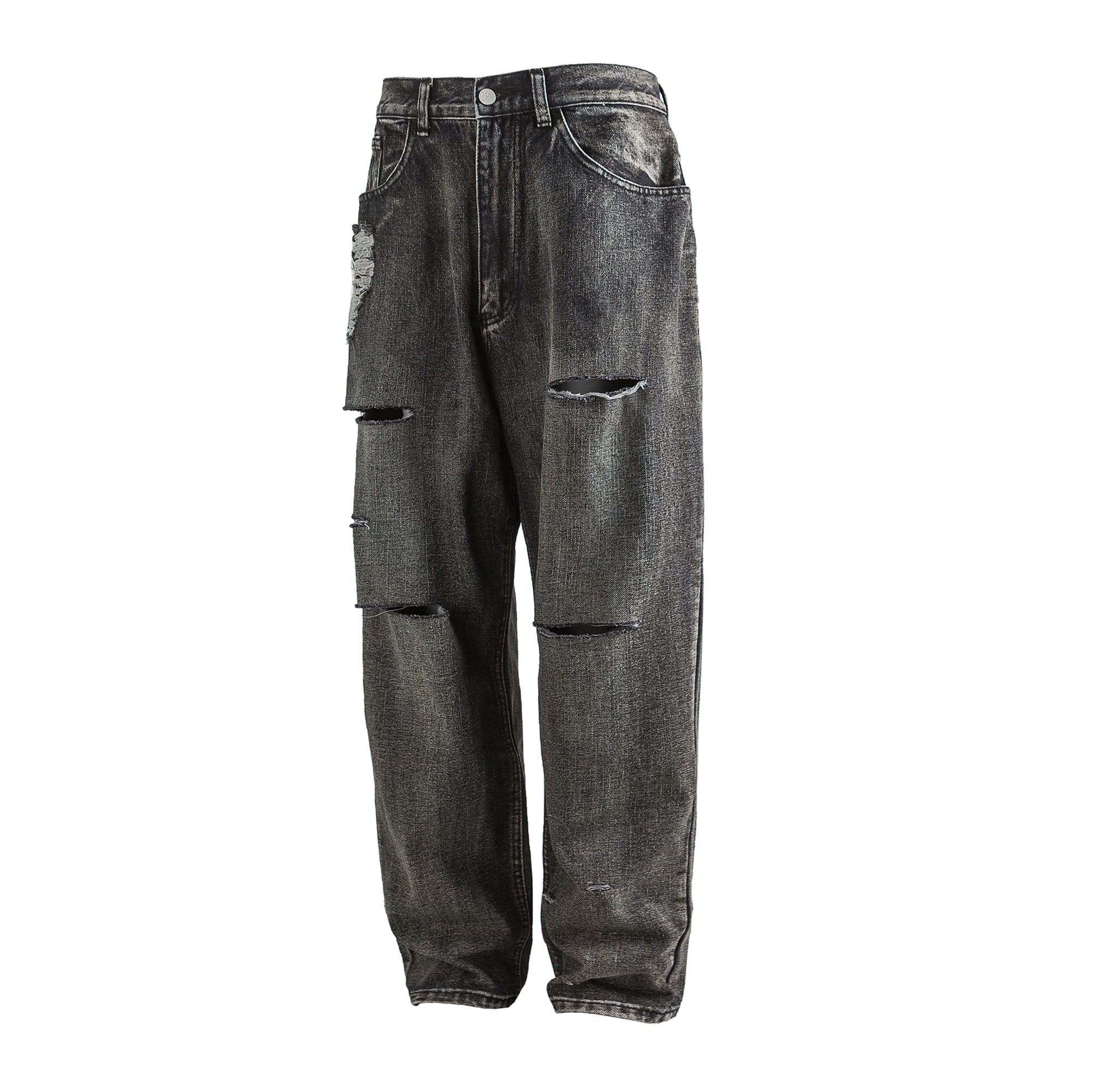 ME DA IGUAL Ripped Distressed Washed Straight-Leg Jeans