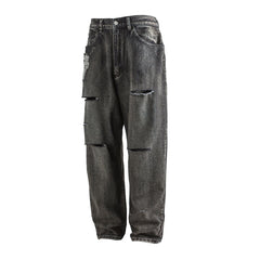 ME DA IGUAL Ripped Distressed Washed Straight-Leg Jeans