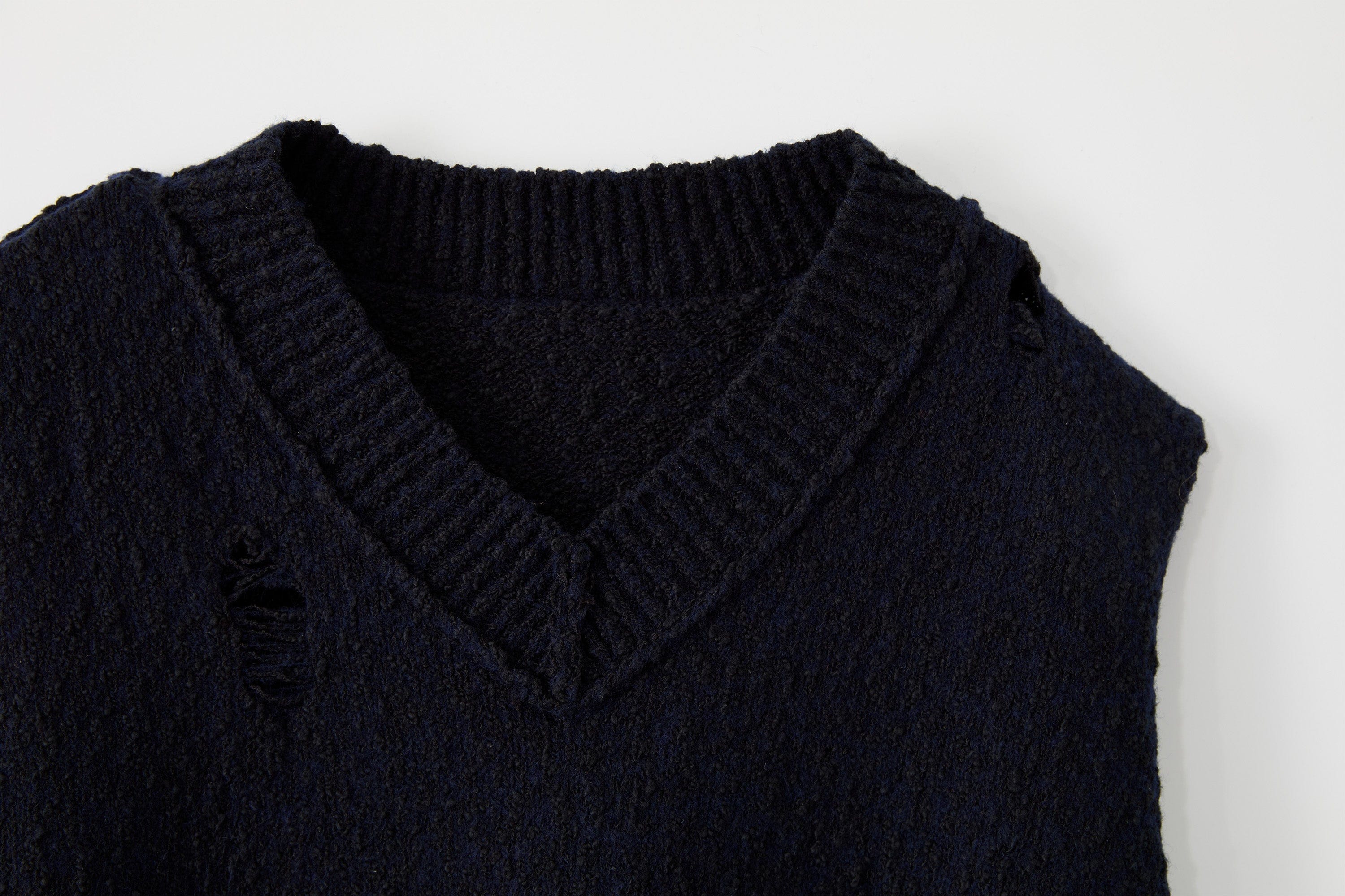 ORGANIC EMOTION Asymmetrical Distressed Bubble-Knit Vest