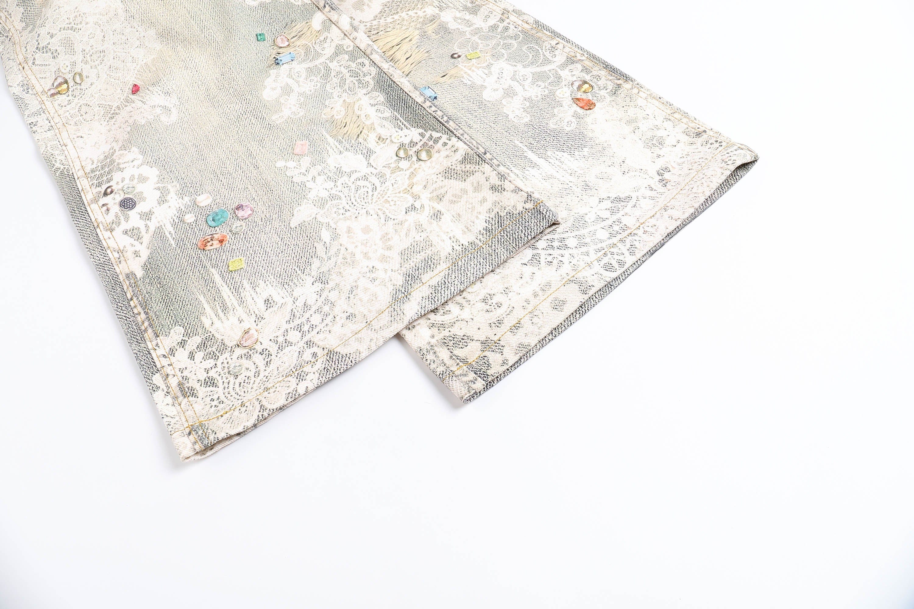 DND4DES×Faychui Distressed Gem&Lace Jeans