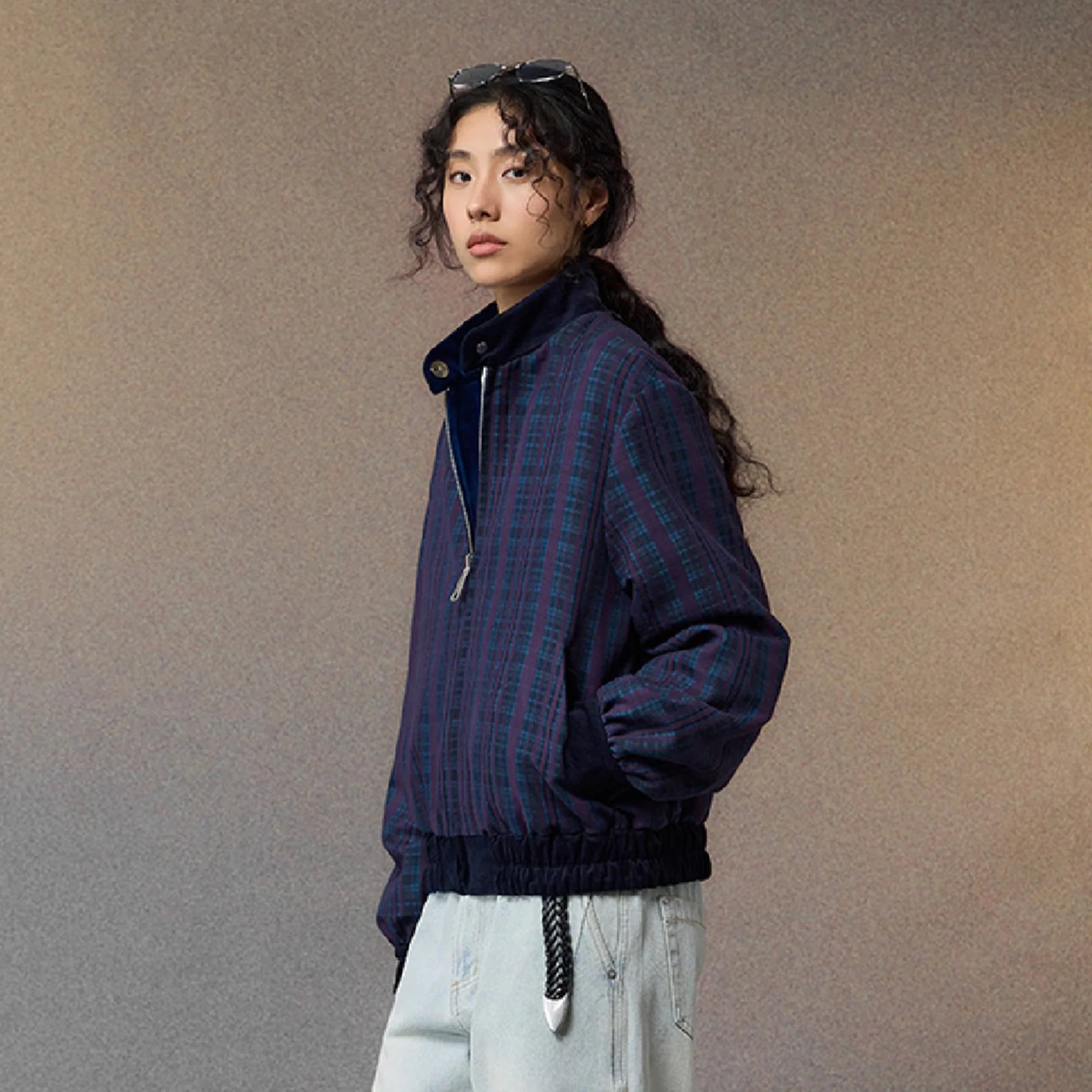 ALVNG AR ANTS Reversible Velvet  Plaid Jacket