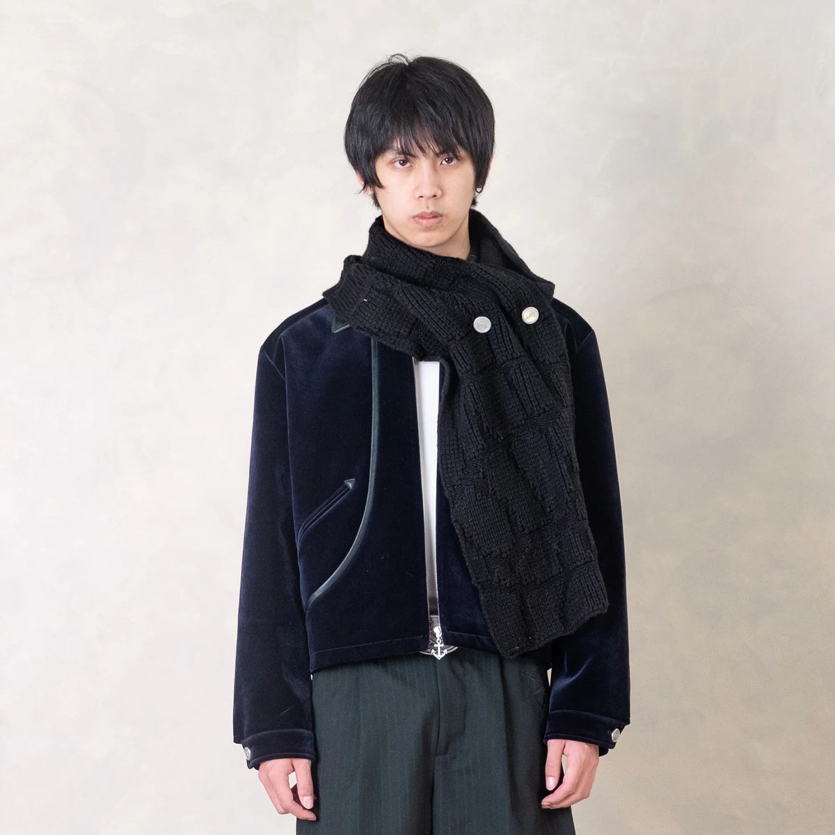 IN EXISTENCE Convertible Coin-Embellished Wool-Blend Scarf
