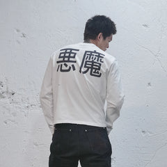 UNDERWATER Demon Slashed Cotton Long Sleeve Tee White
