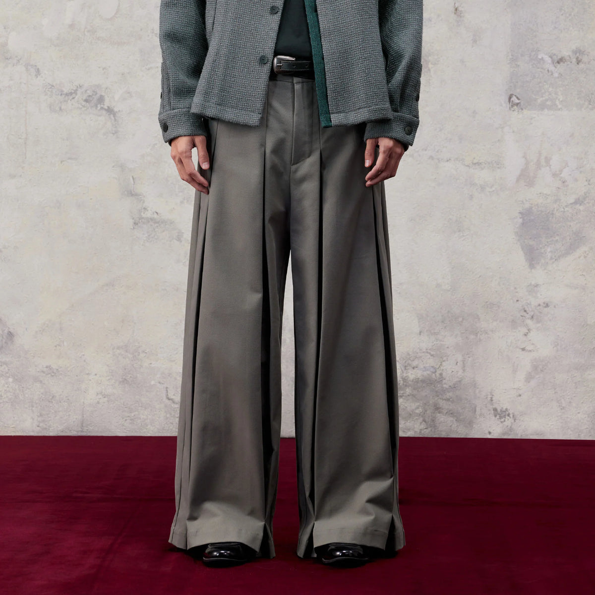 ALVNG AR ANTS Double Pleat Panel Wide-Leg Trousers