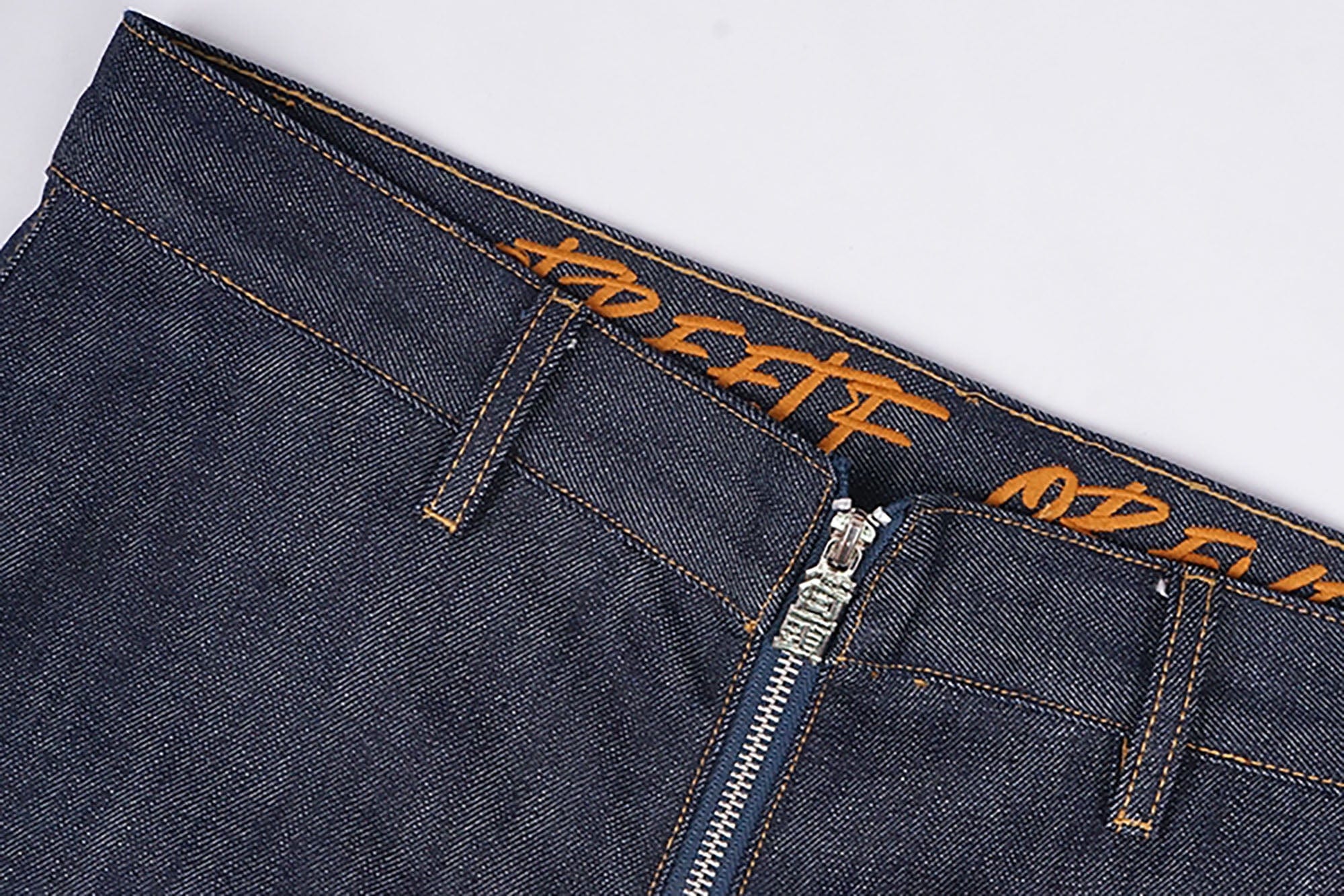 VINKID Street Kanji Graphic Panel Raw Jeans