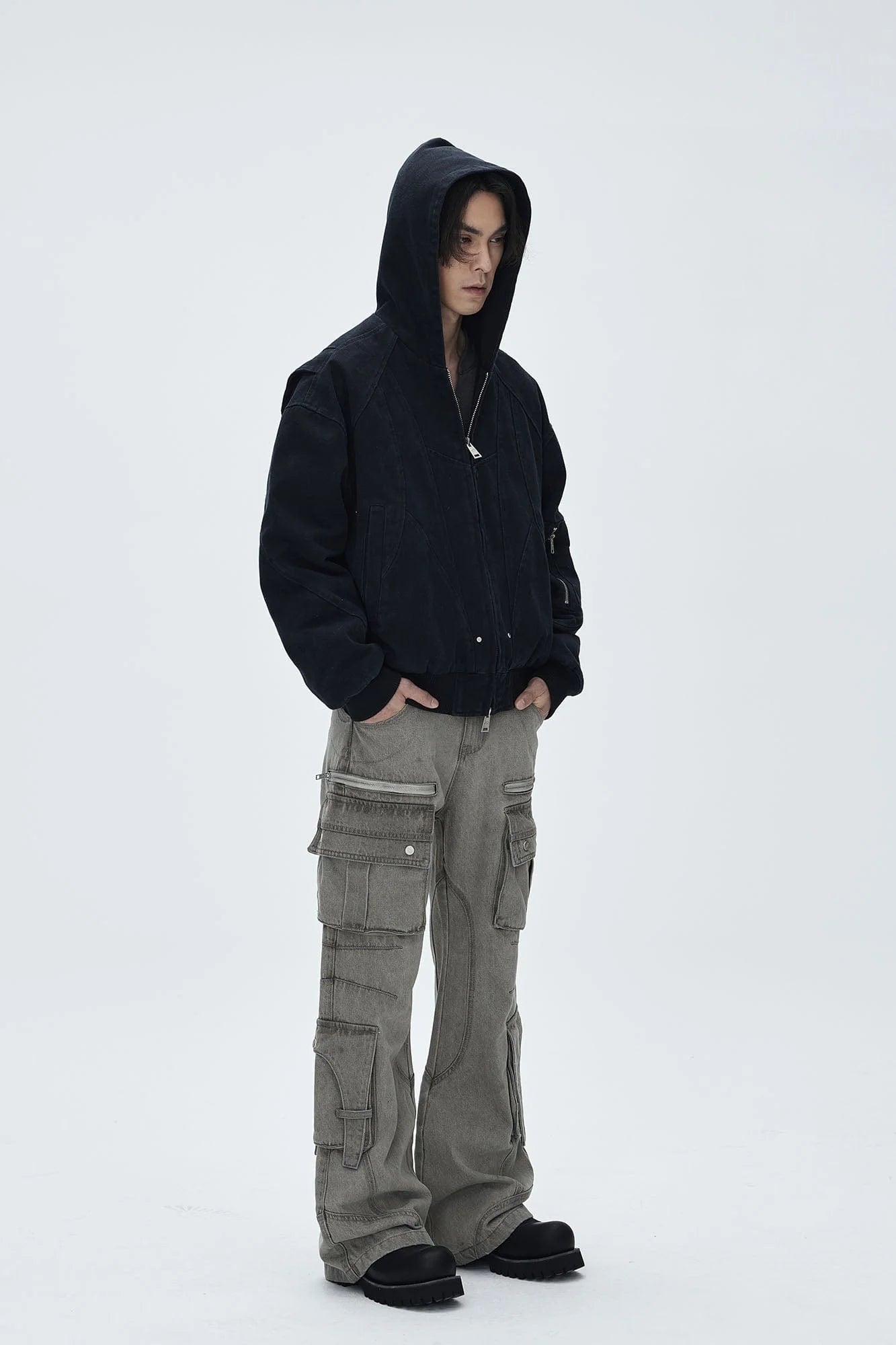 CATSSTAC Deconstructed Paneled Washed Hooded Jacket
