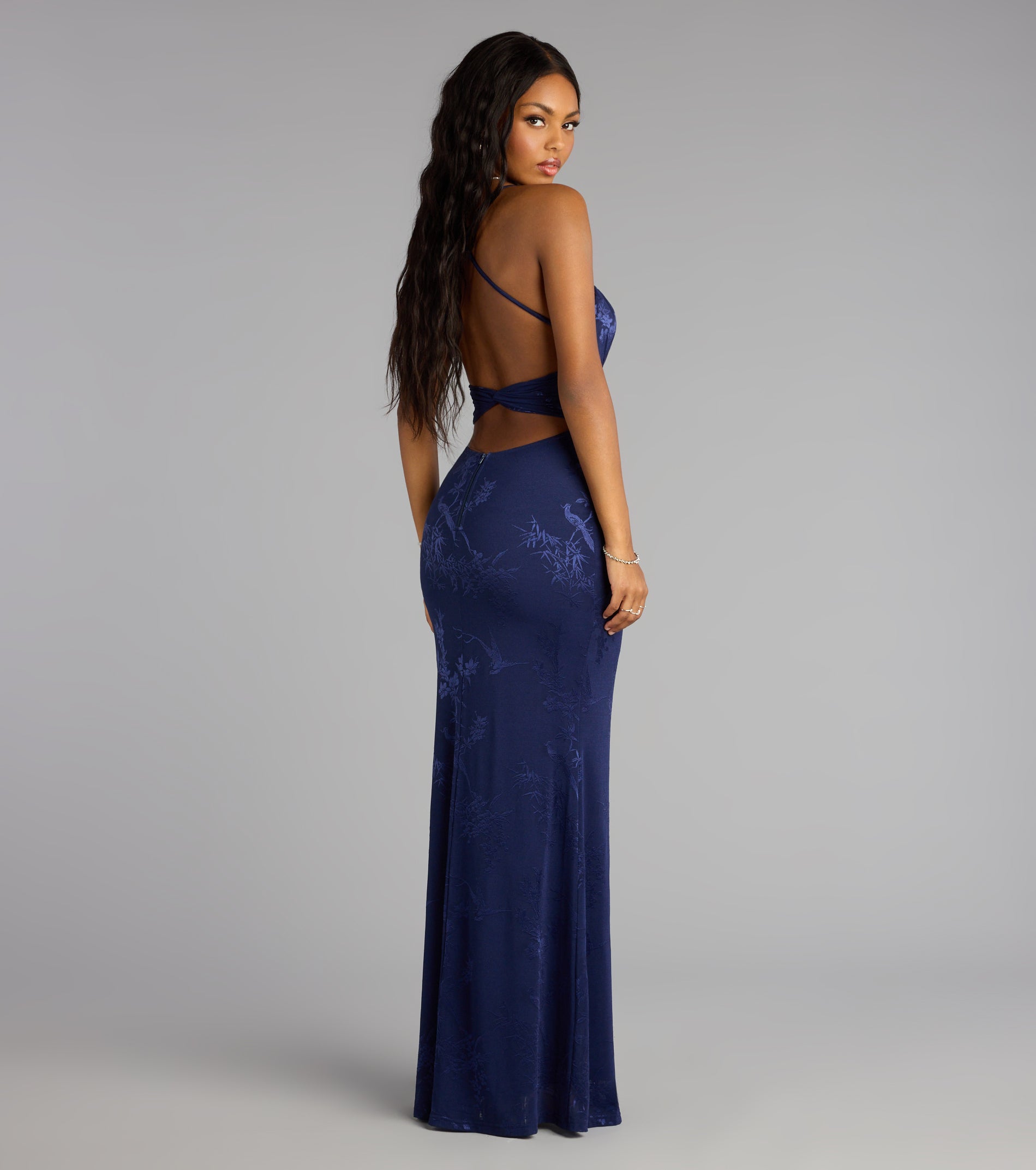 Elaine Jacquard Mesh Mermaid Dress