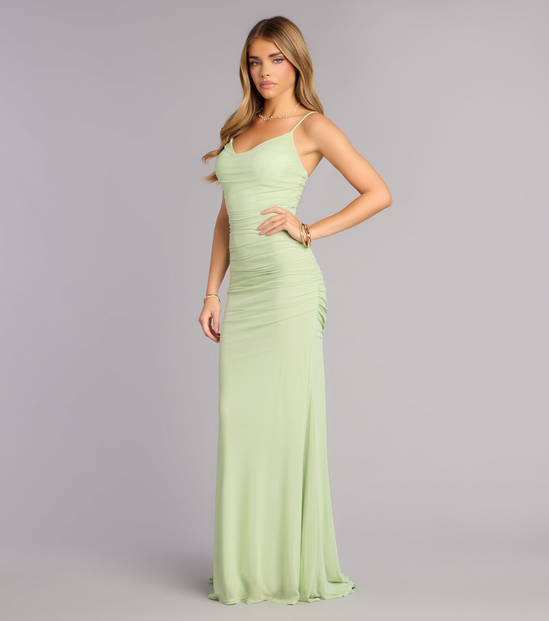 Bonnie Ruched Mesh Mermaid Dress