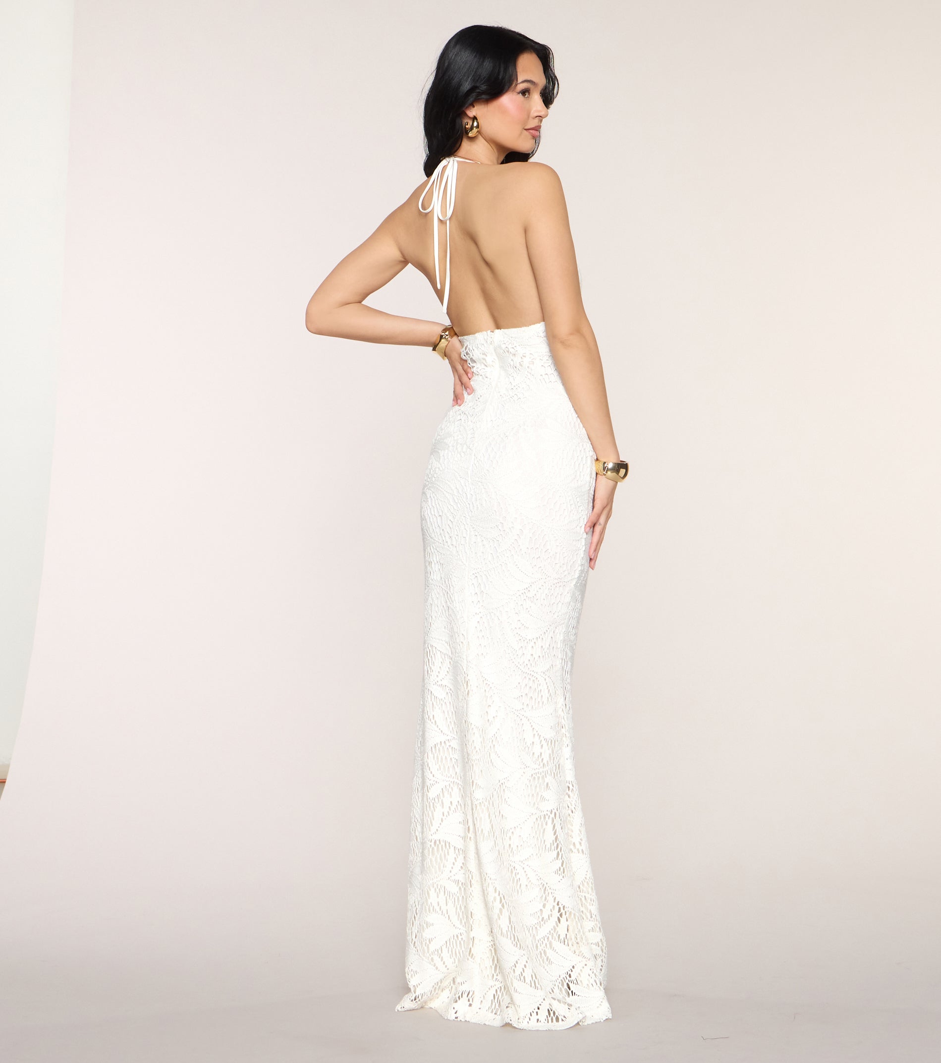 Holly Crochet Halter Mermaid Formal Dress