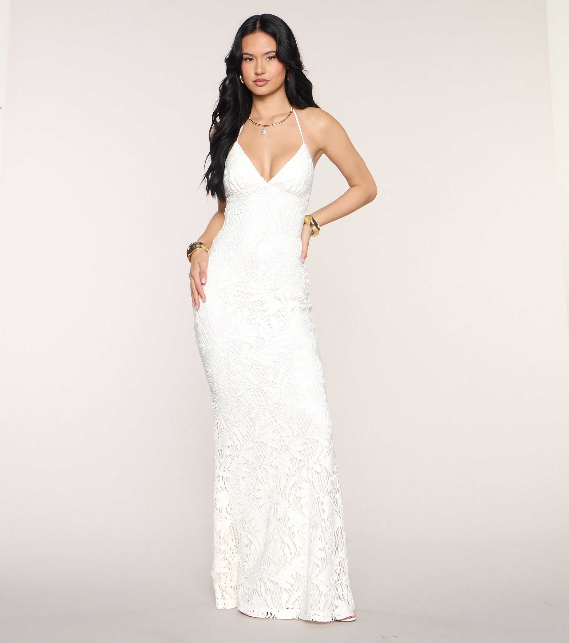 Holly Crochet Halter Mermaid Formal Dress