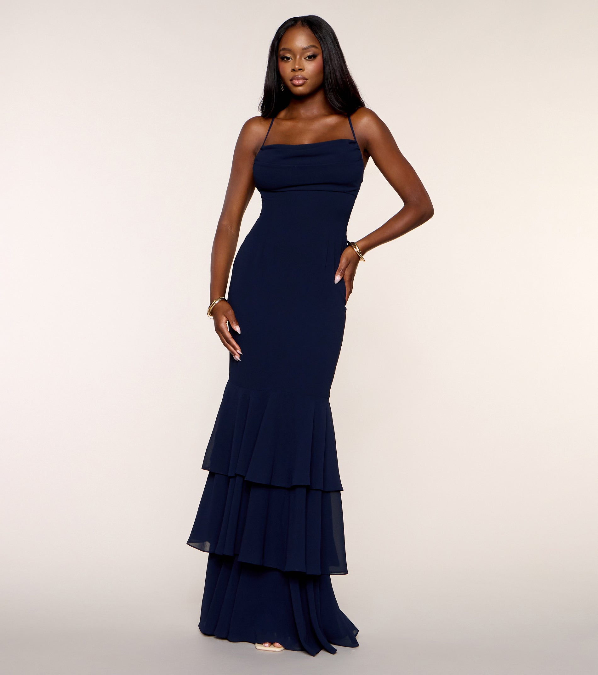 Aspen Chiffon Formal Dress With Scarf