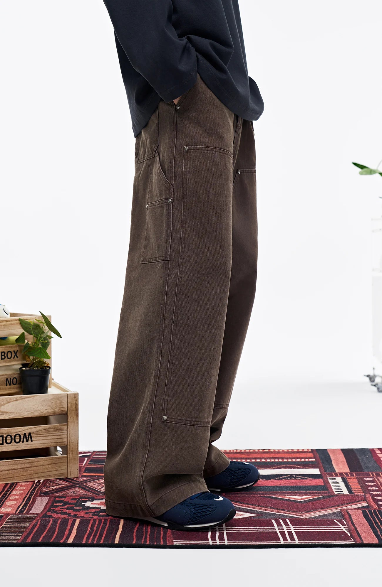 OVERLAPS Double-Knee Straight-Leg Pants