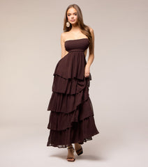 Soft Drama Strapless Tiered Ruffle Maxi Dress