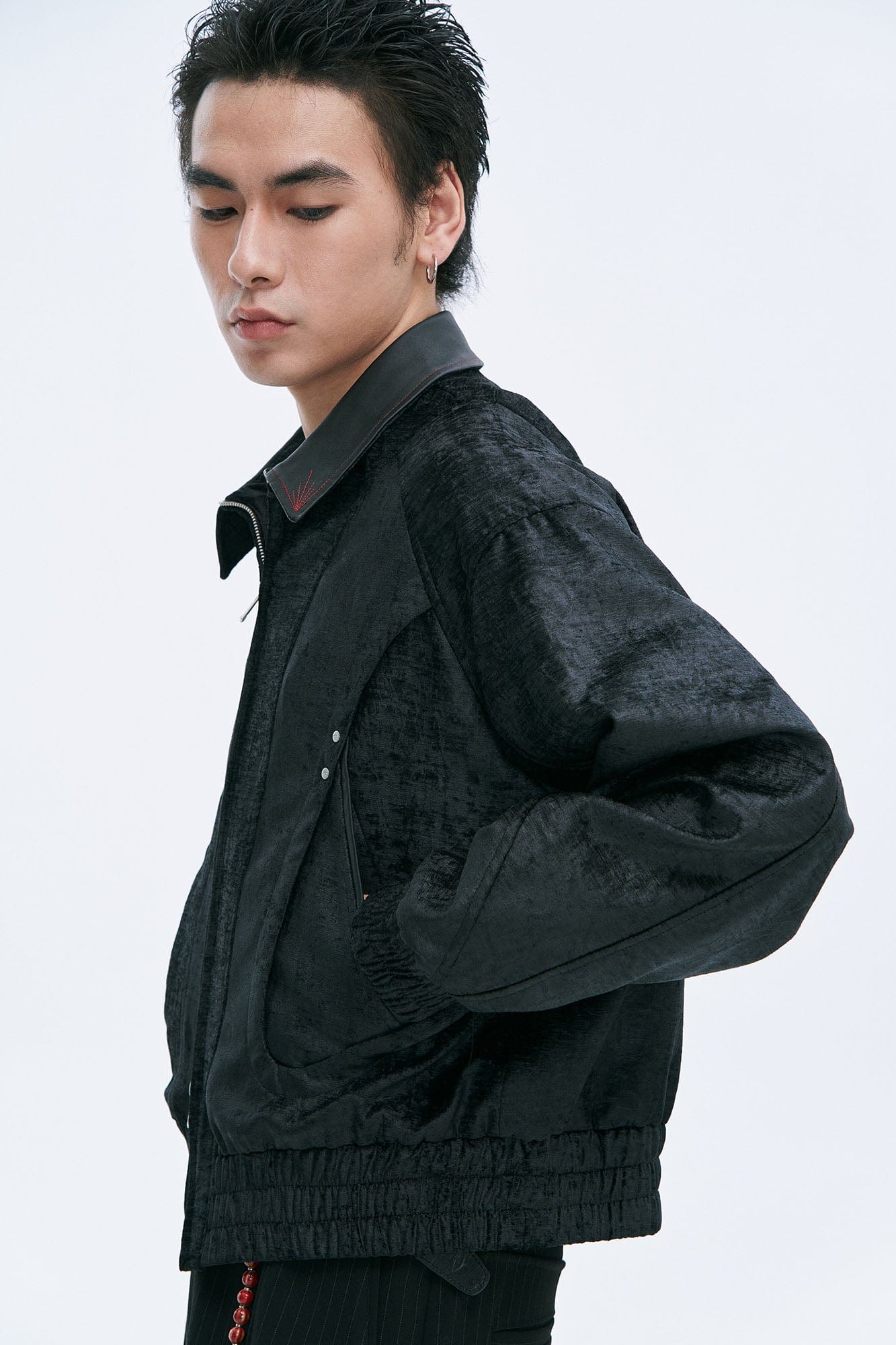 CATSSTAC Velvet Leather-Collar Elastic Jacket