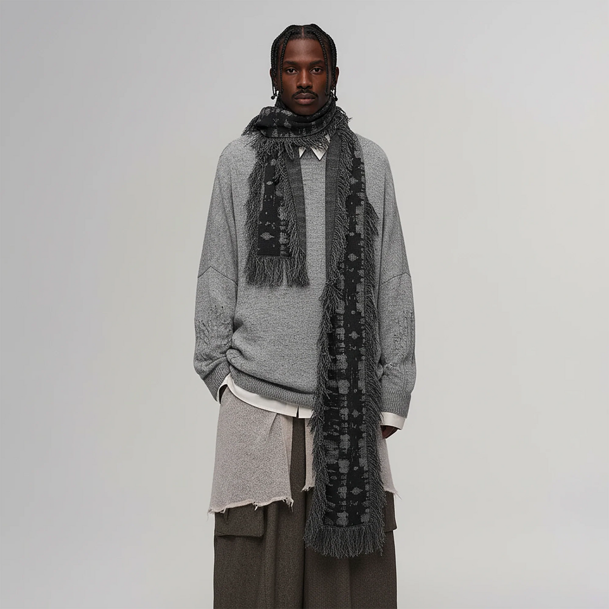 ILNya Nieternite Nifutur Fringed Abstract Jacquard Scarf