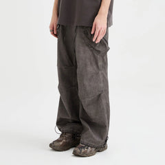 ORGANIC EMOTION Multi-Pocket Crinkled Drawstring Cargo Pants