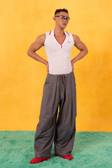 CLP Contrast Trim Ribbed Polo Tank Top
