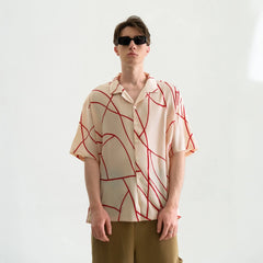 WIID Abstract Line Oversized Cuban Half Shirt