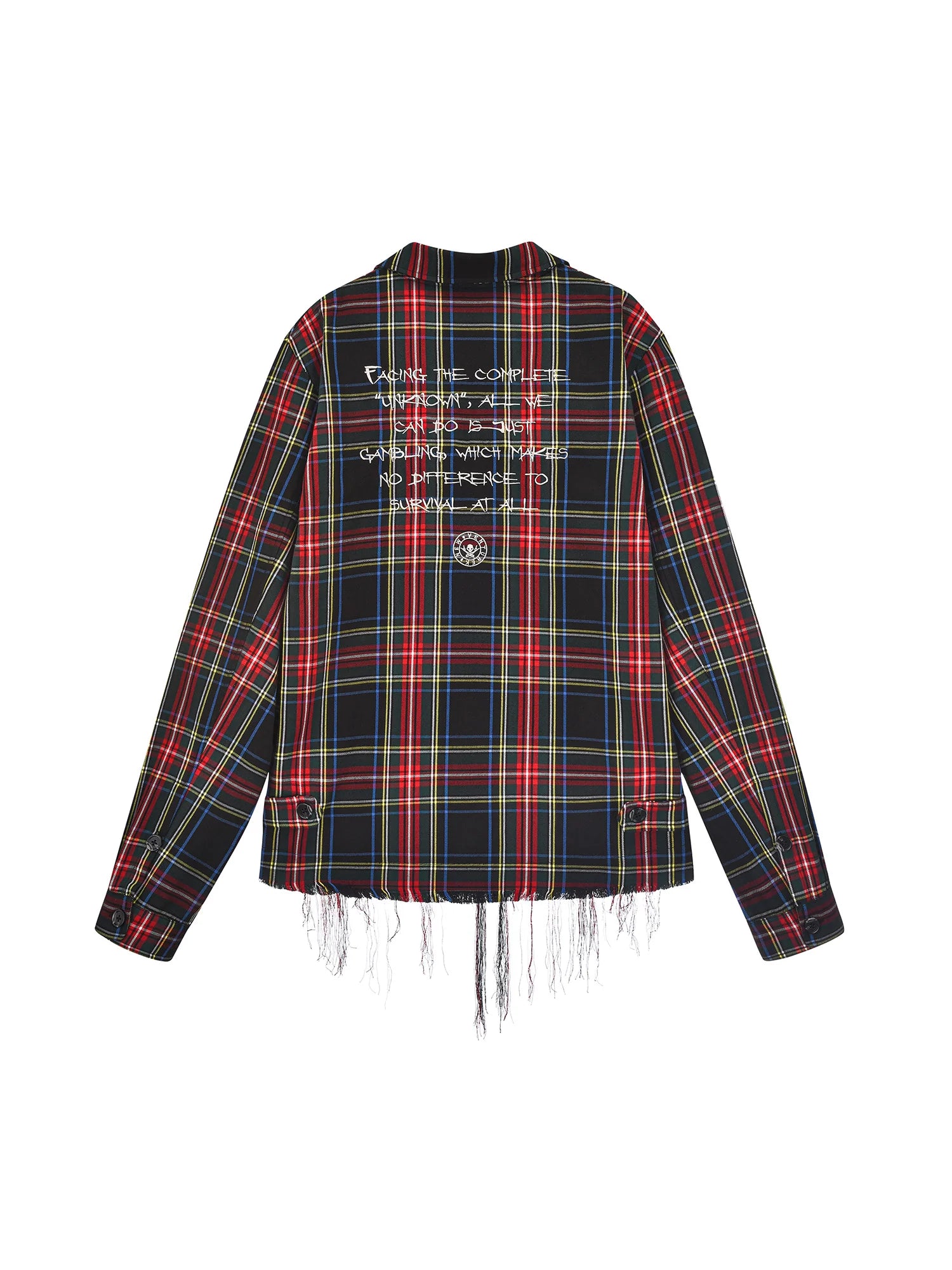 VENTUREK Punk Frayed Plaid Embroidered Jacket